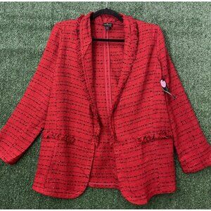 Worthington Blazer Size Medium Red Black Long Sleeve Open Front Jacket NWT 80s